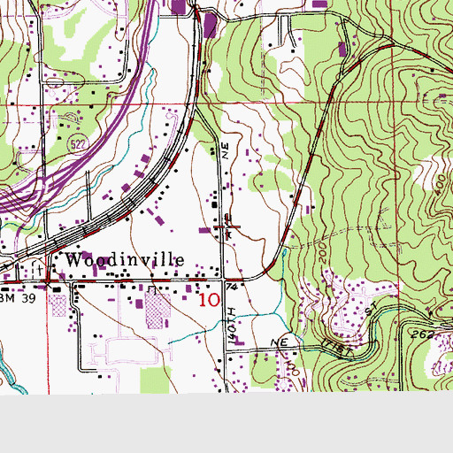 Topographic Map of Woodinville Park and Ride, WA