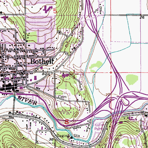 Topographic Map of University of Washington Bothell Campus North Parking Garage, WA