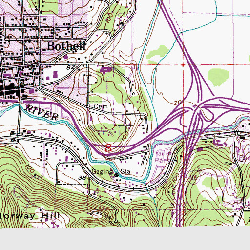 Topographic Map of University of Washington Bothell Campus South Parking Garage, WA