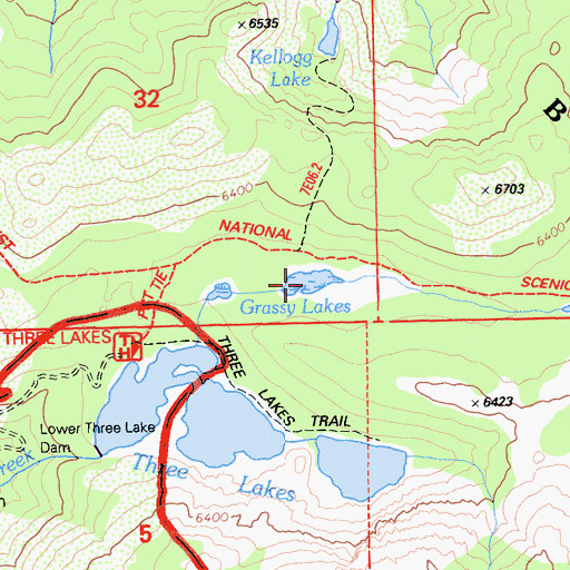 Topographic Map of Grassy Lakes, CA