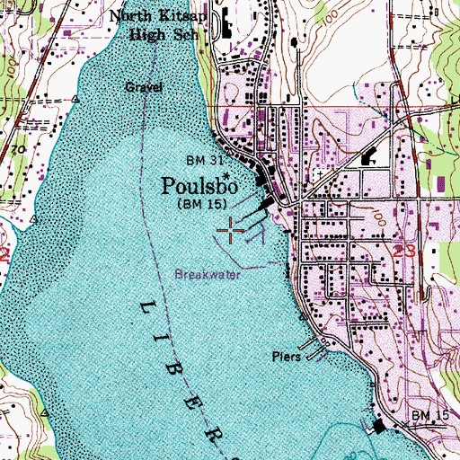 Topographic Map of Port of Poulsbo, WA