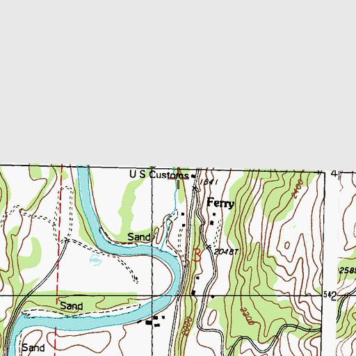 Topographic Map of Ferry - Midway Port of Entry, WA