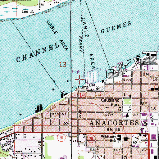 Topographic Map of Anacortes Ferry Landing, WA