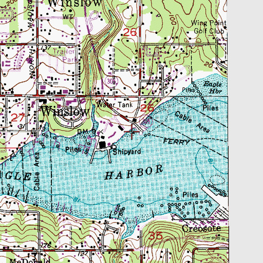 Topographic Map of Bainbridge Isle Ferry Landing, WA