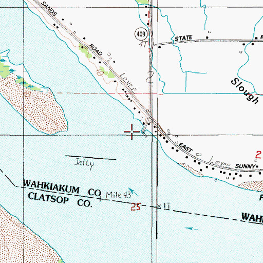 Topographic Map of Puget Island Ferry Landing, WA