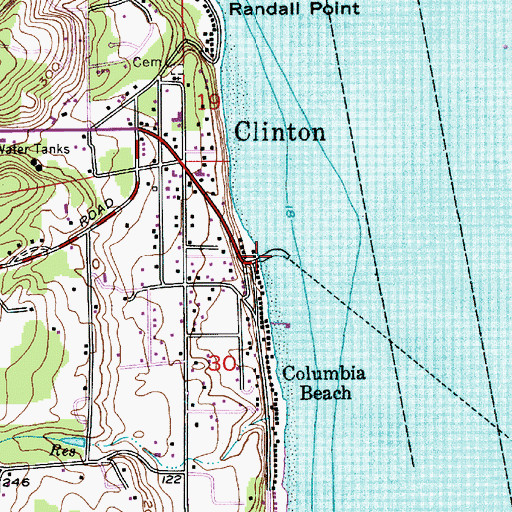 Topographic Map of Clinton Ferry Landing, WA