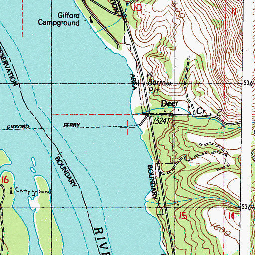 Topographic Map of Gifford Ferry Landing, WA
