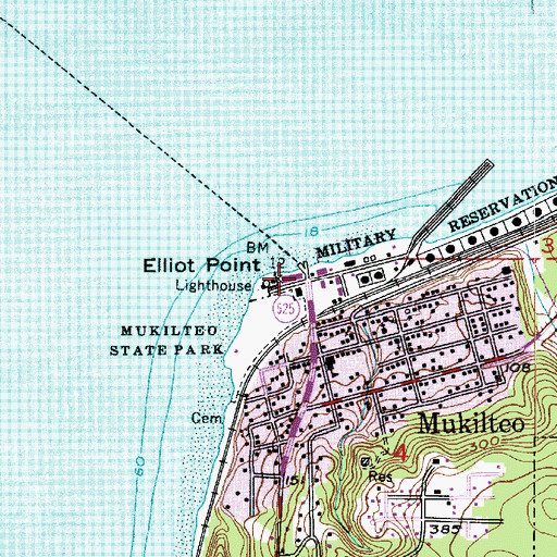 Topographic Map of Mukilteo Ferry Landing, WA