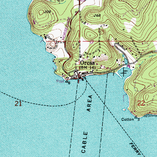 Topographic Map of Orcas Ferry Landing, WA