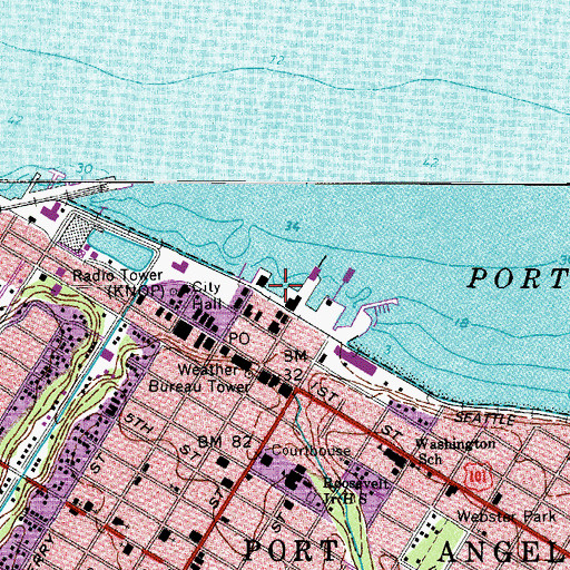 Topographic Map of Port Angeles Ferry Landing, WA