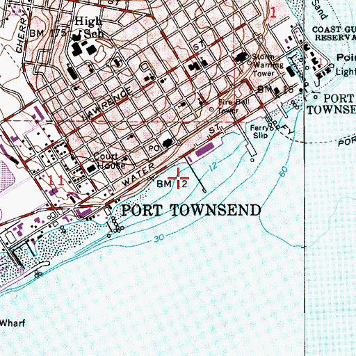 Topographic Map of Port Townsend Ferry Landing, WA