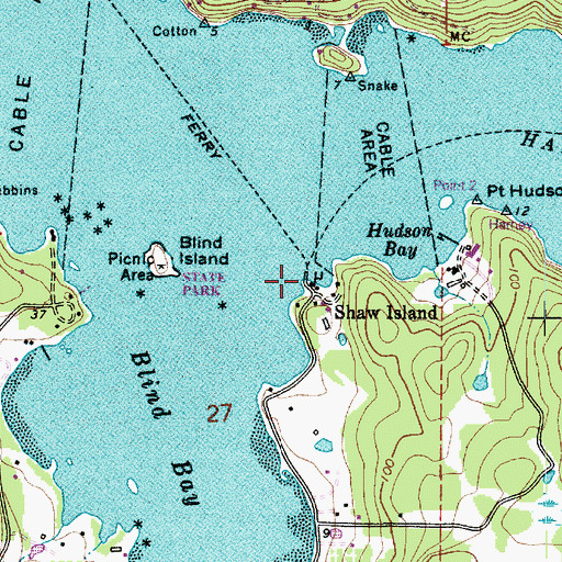 Topographic Map of Shaw Ferry Landing, WA