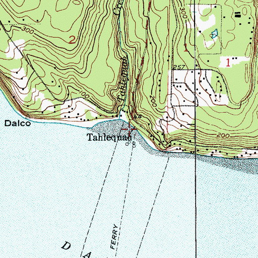 Topographic Map of Tahlequah Ferry Landing, WA