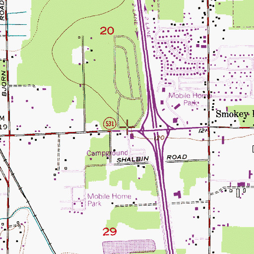 Topographic Map of Interstate 5 and Highway 531 Park and Ride, WA