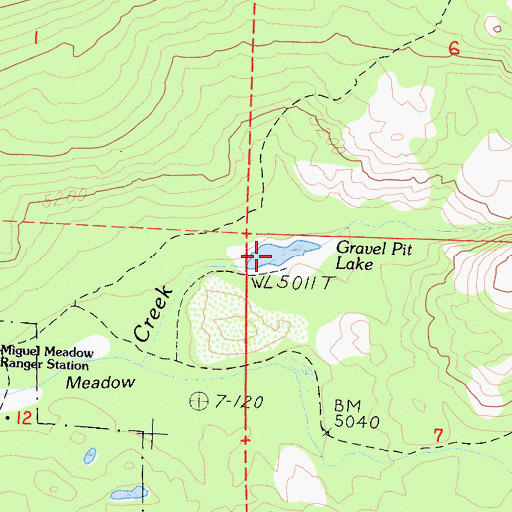 Topographic Map of Gravel Pit Lake, CA