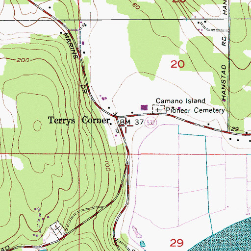 Topographic Map of Terry's Corner Park and Ride, WA