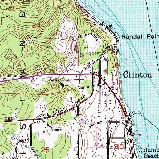 Topographic Map of Clinton Park and Ride, WA