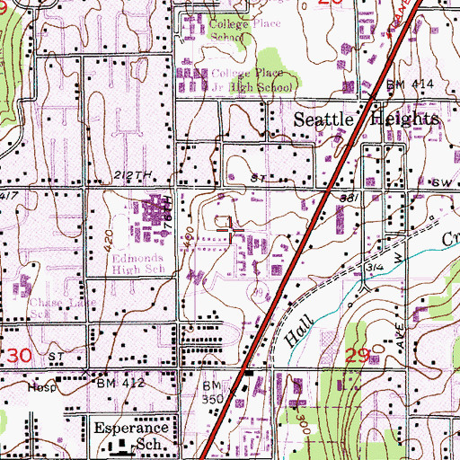 Topographic Map of Edmonds Park and Ride, WA