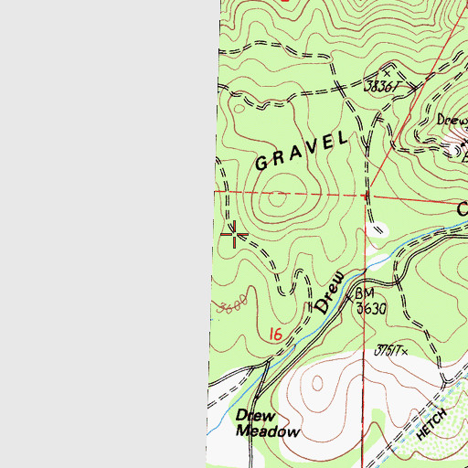 Topographic Map of Gravel Range, CA