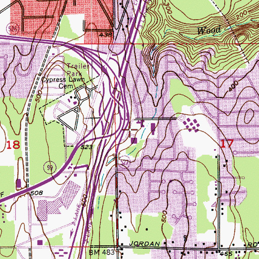 Topographic Map of Eastmont Park and Ride, WA