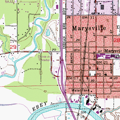 Topographic Map of Marysville Ash Avenue Park and Ride, WA