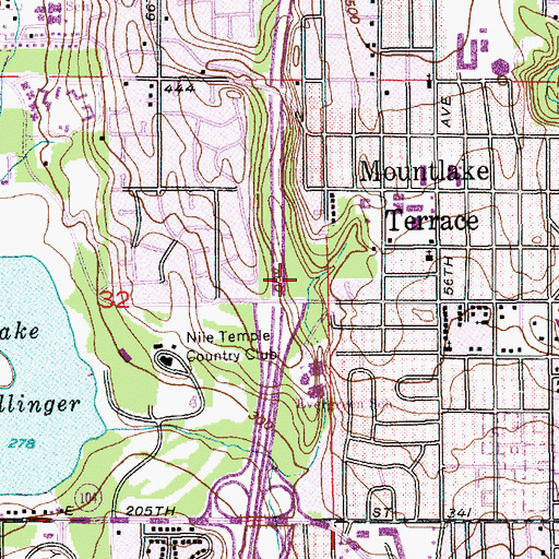 Topographic Map of Mountlake Terrace Park and Ride, WA