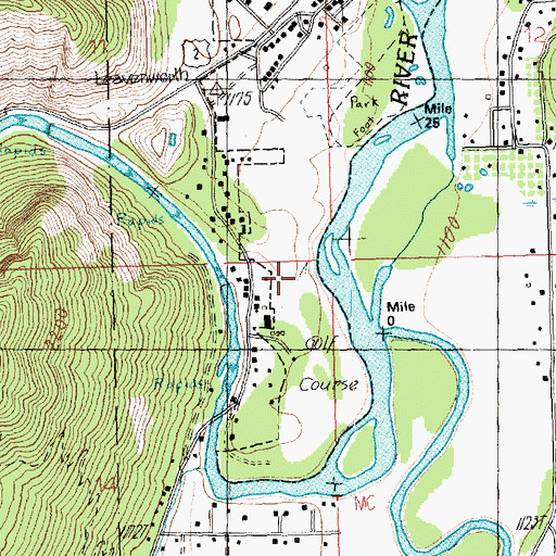Topographic Map of Leavenworth Golf Club, WA
