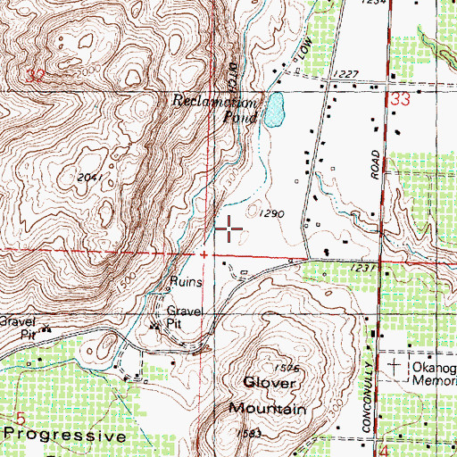 Topographic Map of Okanogan Valley Golf Club, WA