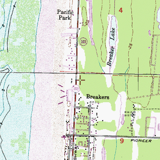 Topographic Map of Peninsula Golf Course, WA