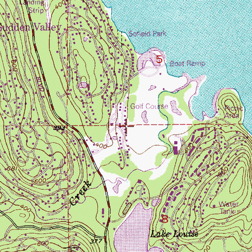 Topographic Map of Sudden Valley Golf Club, WA