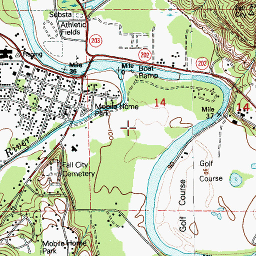 Topographic Map of Twin Rivers Golf Course, WA