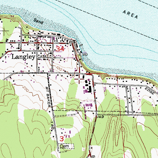 Topographic Map of Whidbey Island Center for the Arts, WA