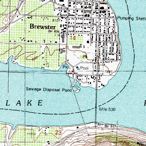 Topographic Map of Columbia Cove Recreational Vehicle Park, WA