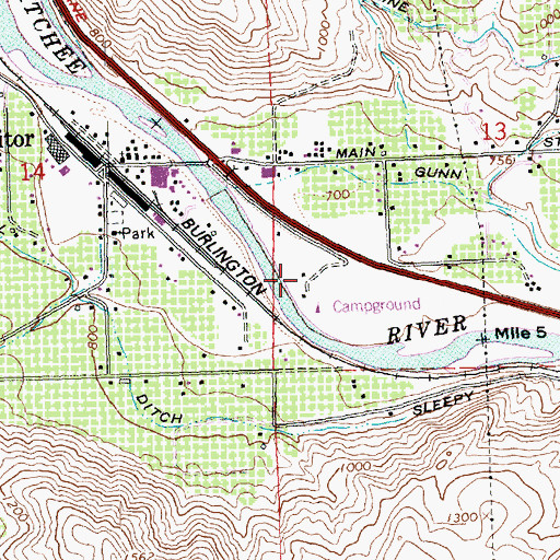 Topographic Map of Wenatchee River County Park Campground, WA