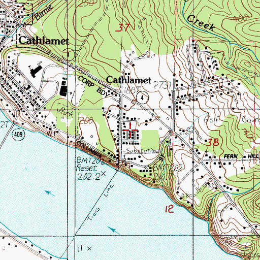 Topographic Map of Cathlamet Recreational Vehicle Park, WA