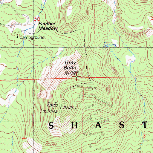 Topographic Map of Gray Butte, CA