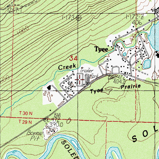 Topographic Map of Lake Pleasant Recreational Vehicle Park, WA