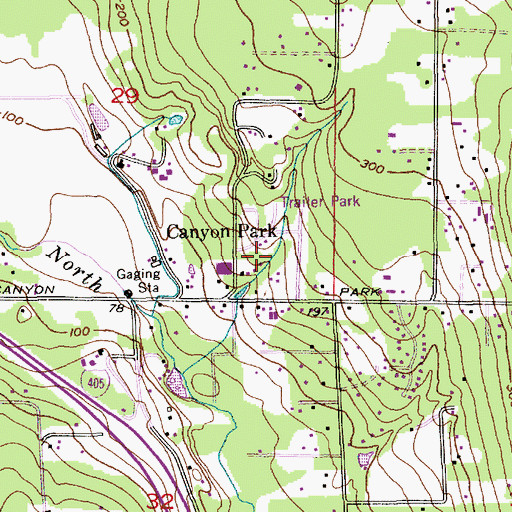 Topographic Map of Canyon Recreational Vehicle Park, WA