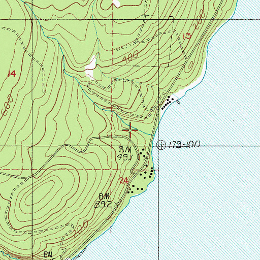 Topographic Map of Mike's Beach Resort Recreational Vehicle Park, WA