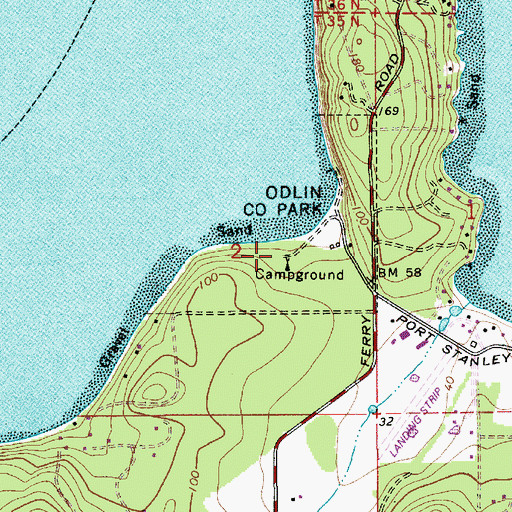 Topographic Map of Odlin County Park Campground, WA