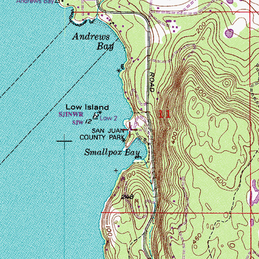 Topographic Map of San Juan Park Campground, WA