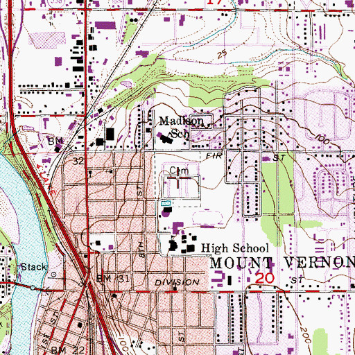 Topographic Map of Mount Vernon Cemetery, WA