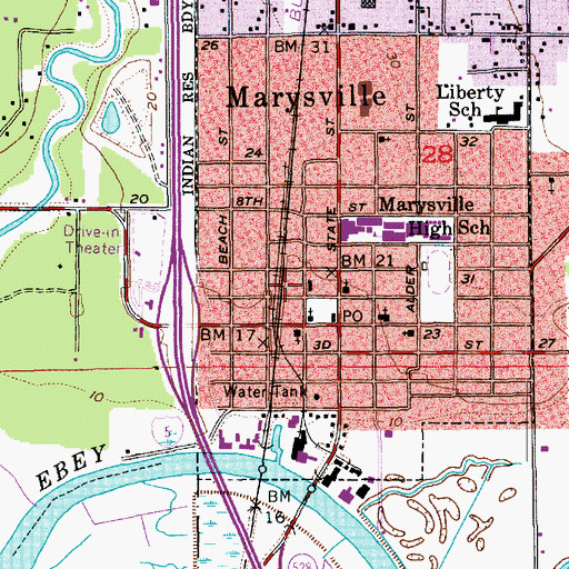 Topographic Map of Ken Baxter Senior Community Center, WA