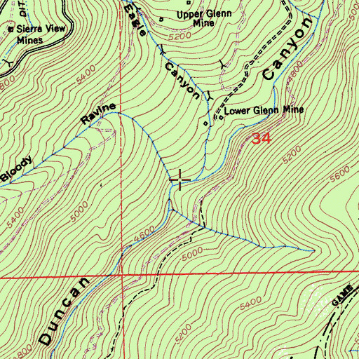 Topographic Map of Gray Eagle Canyon, CA