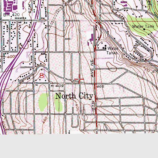 Topographic Map of YMCA Shoreline Family Enrichment Center, WA