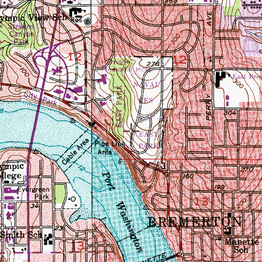 Topographic Map of Glenn Jarstad Aquatic Center, WA