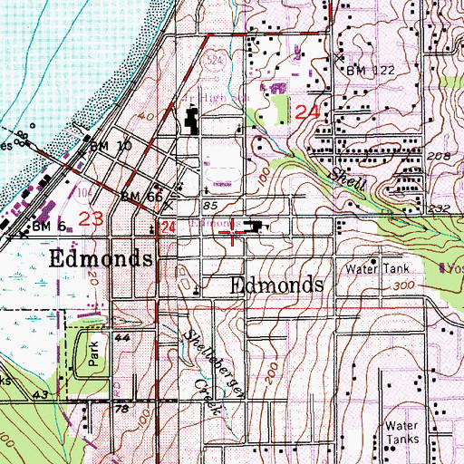 Topographic Map of Frances Anderson Cultural and Leisure Center, WA