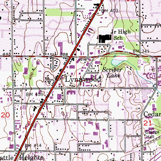 Topographic Map of Lynnwood Senior Center, WA