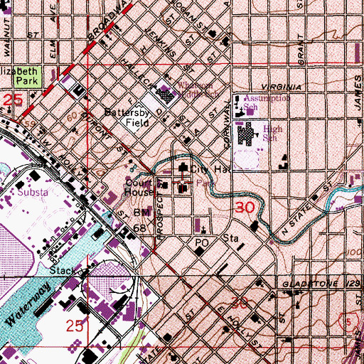 Topographic Map of Whatcom County Civic Center, WA