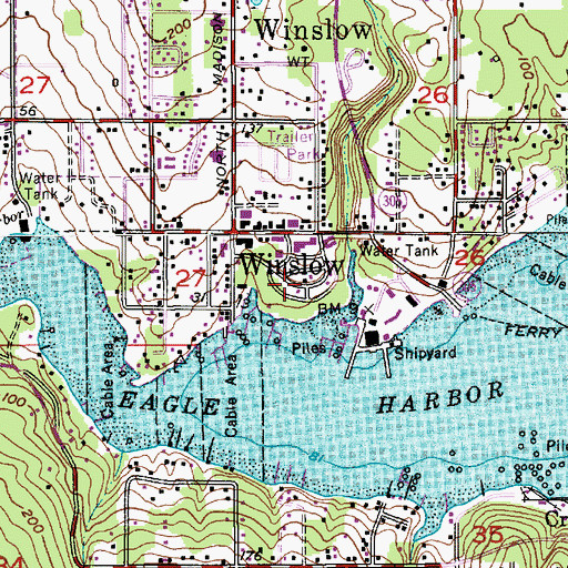 Topographic Map of Bainbridge Island Senior Community Center, WA